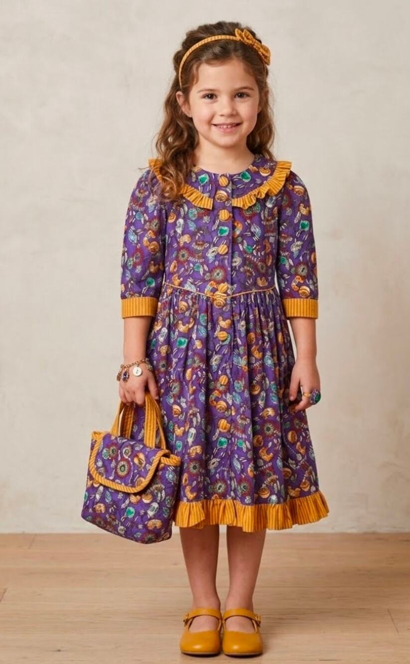 Vintage 90s Girls Size 6 Southwestern  Novelty Print Dress Western Chic Retro